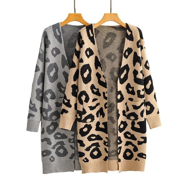 women's jackets 2021leopard knitted cardigan for women autumn warm long sleeve mid length outerwear open stitch coats sweater, Black;brown
women's jackets 2021leopard knitted cardigan for women autumn warm long sleeve mid length outerwear open stitch coats sweater, Black;brown