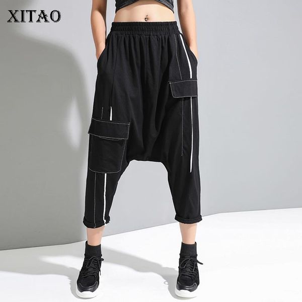women's pants & capris xitao europe style black elastic waist pocket loose plus size casual fashion 2021 summer damp women dmy4366, Black;white
women's pants & capris xitao europe style black elastic waist pocket loose plus size casual fashion 2021 summer damp women dmy4366, Black;white