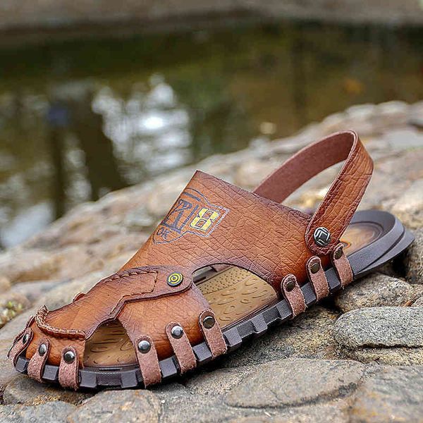 men's slippers summer large size korean leather breathable casual sandals dual purpose beach pqpq, Black
men's slippers summer large size korean leather breathable casual sandals dual purpose beach pqpq, Black