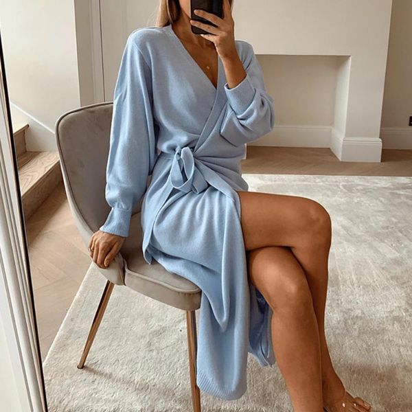 casual dresses 80% 2021 women autumn winter solid color long sleeve knitted wrap belt dress maxi robe, Black;gray
casual dresses 80% 2021 women autumn winter solid color long sleeve knitted wrap belt dress maxi robe, Black;gray