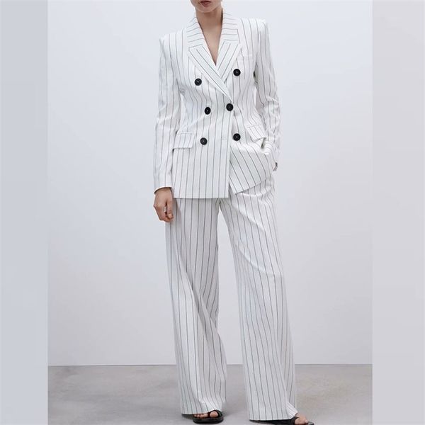 women summer casual loose pants suits 2-piece sets za striped blazers coats and trousers female elegant ol clothing 210513, White
women summer casual loose pants suits 2-piece sets za striped blazers coats and trousers female elegant ol clothing 210513, White