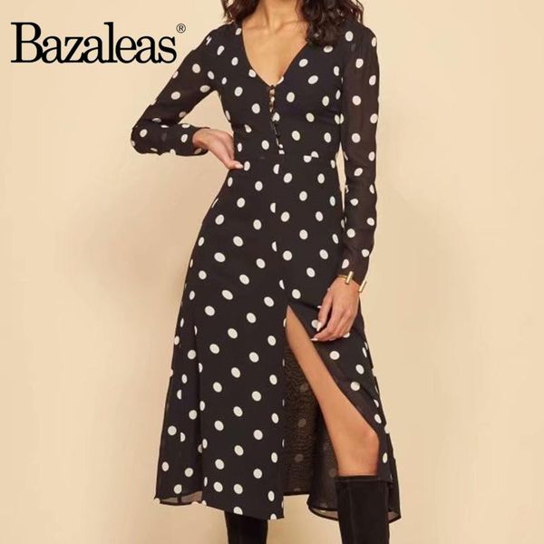 casual dresses bazaleas elegant dot print black women dress vintage long sleeve fashion v neck vestido center button summer, Black;gray
casual dresses bazaleas elegant dot print black women dress vintage long sleeve fashion v neck vestido center button summer, Black;gray