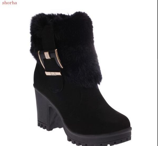 boots fashion women casual platform female suede buckle short ankle shoes block high heels winter warm faux fur snow, Black
boots fashion women casual platform female suede buckle short ankle shoes block high heels winter warm faux fur snow, Black