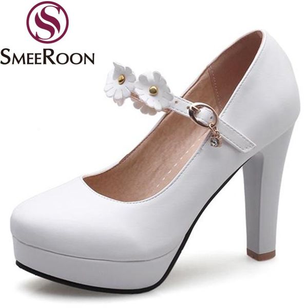 smeeroon wedding shoes buckles elegant applique round toe women's pumps thick high heels flowers office woman platform dress, Black
smeeroon wedding shoes buckles elegant applique round toe women's pumps thick high heels flowers office woman platform dress, Black