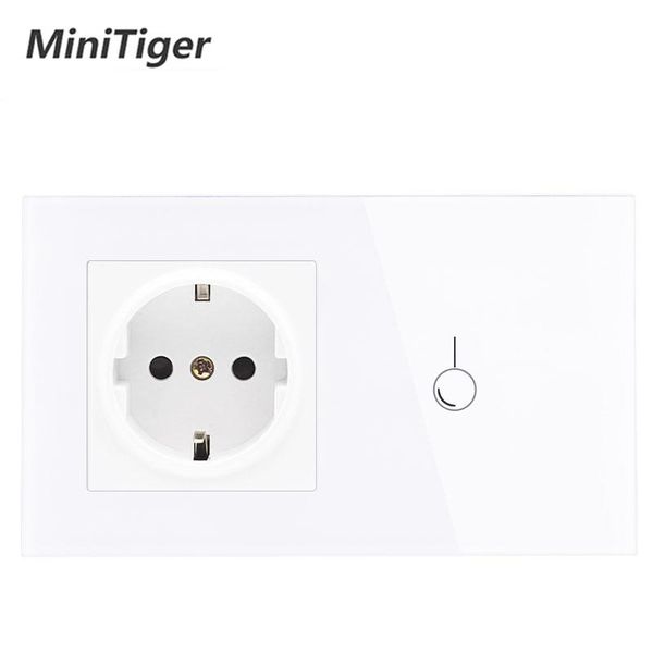 smart home control minitiger eu standard wall power 16a socket and 1 gang way light touch switch white crystal glass panel
smart home control minitiger eu standard wall power 16a socket and 1 gang way light touch switch white crystal glass panel