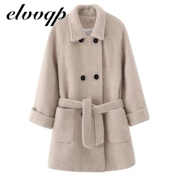 women's wool & blends 2021 women blend coat outerwear winter clothing fashion warm female elegant mink fleece double breasted woolen, Black
women's wool & blends 2021 women blend coat outerwear winter clothing fashion warm female elegant mink fleece double breasted woolen, Black