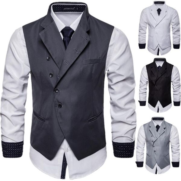 men's vests 2021 autumn european and american fashion solid color single row oblique button lapel large size suit vest, Black;white
men's vests 2021 autumn european and american fashion solid color single row oblique button lapel large size suit vest, Black;white