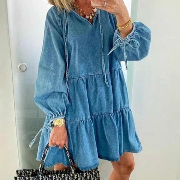 casual dresses female fashion v-neck lace up long sleeve blue shirt dress women fall summer denim loose solid short mini, Black;gray
casual dresses female fashion v-neck lace up long sleeve blue shirt dress women fall summer denim loose solid short mini, Black;gray