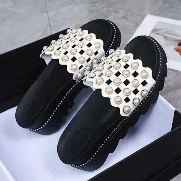 slippers wedge med heels women summer beads thick platform slides sandals indoor ytmtloy house zapatillas casa mujer, Black
slippers wedge med heels women summer beads thick platform slides sandals indoor ytmtloy house zapatillas casa mujer, Black