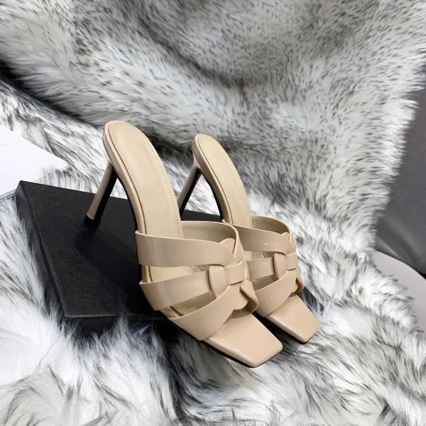 slippers upper patent leather high heel shoes square toe woman summer slides beach ladies sandals thin heels, Black
slippers upper patent leather high heel shoes square toe woman summer slides beach ladies sandals thin heels, Black