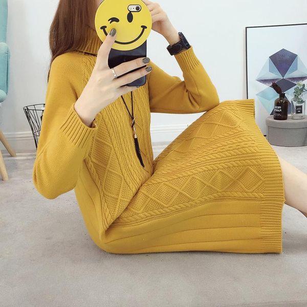 casual dresses autumn winter turtleneck sweater women loose thick knitted dress long sleeve split bottoming female vestidos s2108, Black;gray
casual dresses autumn winter turtleneck sweater women loose thick knitted dress long sleeve split bottoming female vestidos s2108, Black;gray