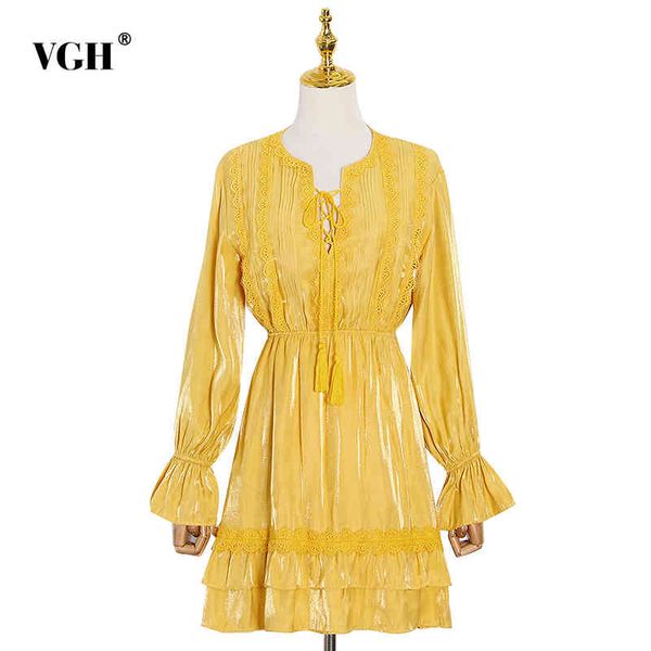 vgh yellow dress for women v neck flare long sleeve high waist lace up patchwork designer ruched mini dresses female autumn 210421, Black;gray
vgh yellow dress for women v neck flare long sleeve high waist lace up patchwork designer ruched mini dresses female autumn 210421, Black;gray