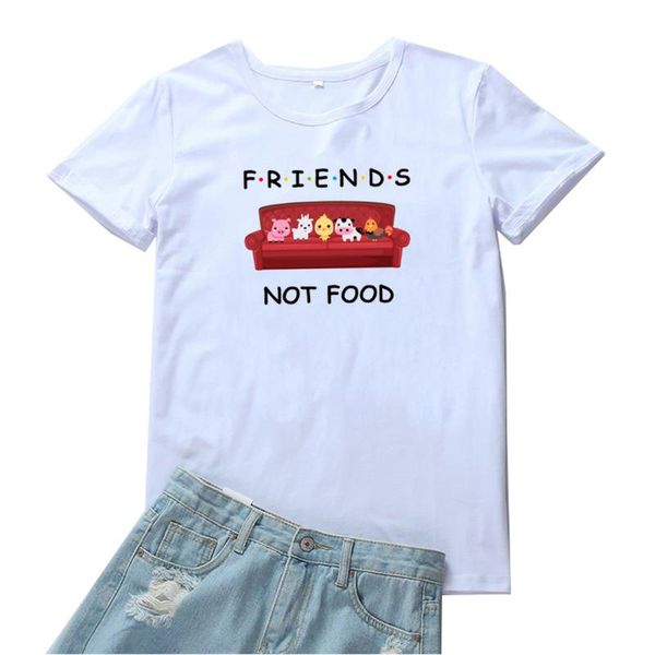 women's t-shirt friends not food women tees cute cartoons animal graphic tee shirt femme personality tshirt loose casual t womens, White
women's t-shirt friends not food women tees cute cartoons animal graphic tee shirt femme personality tshirt loose casual t womens, White