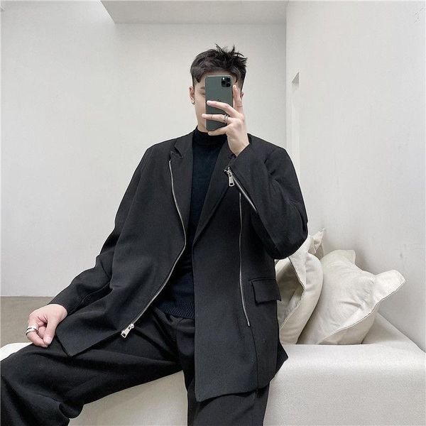 men's suit 2021 autumn winter slim solid color zipper trousers casual fashion individuality youth wear suits & blazers, White;black
men's suit 2021 autumn winter slim solid color zipper trousers casual fashion individuality youth wear suits & blazers, White;black