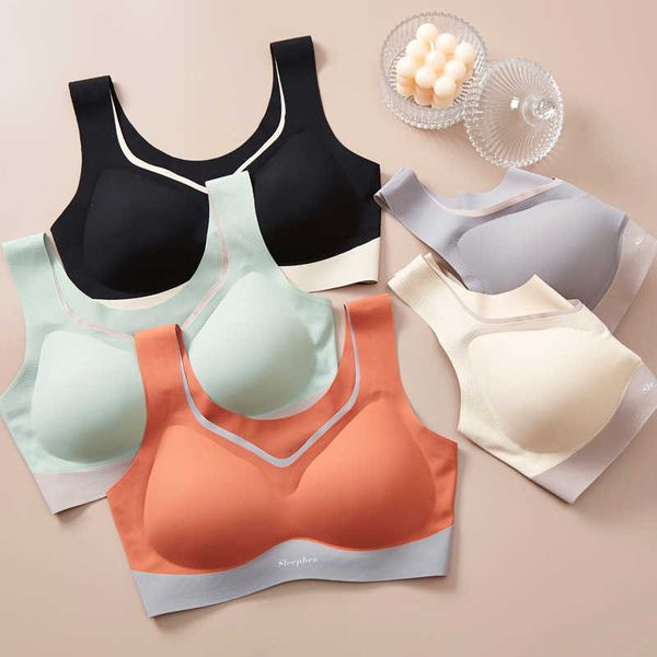 summer rimless women's underwear stitching contrast vest type sports sleep seamless bra, Black;white
summer rimless women's underwear stitching contrast vest type sports sleep seamless bra, Black;white
