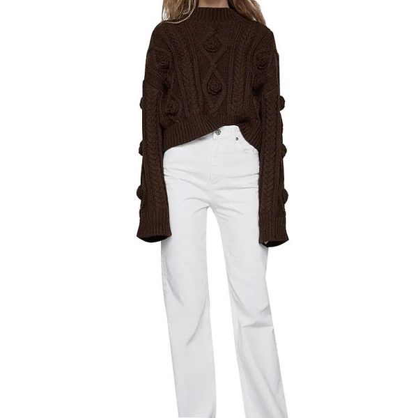 fashion with flowers cropped cable-knit sweater women 2021 vintage long sleeve high neck female pullovers chic women's sweaters, White;black
fashion with flowers cropped cable-knit sweater women 2021 vintage long sleeve high neck female pullovers chic women's sweaters, White;black