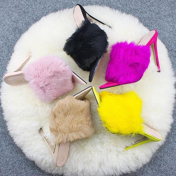 slippers high heels women luxury fluffy fur sandals slides ladies stiletto pointed toe open party shoes woman big size, Black
slippers high heels women luxury fluffy fur sandals slides ladies stiletto pointed toe open party shoes woman big size, Black