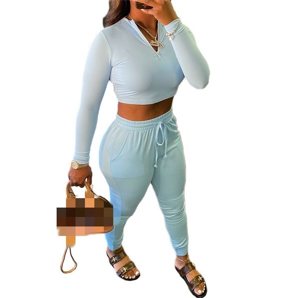 fashion women sportwear tracksuits autumn latest lady solid v-neck full sleeve crop lace-up ny pants two-piece set, White
fashion women sportwear tracksuits autumn latest lady solid v-neck full sleeve crop lace-up ny pants two-piece set, White