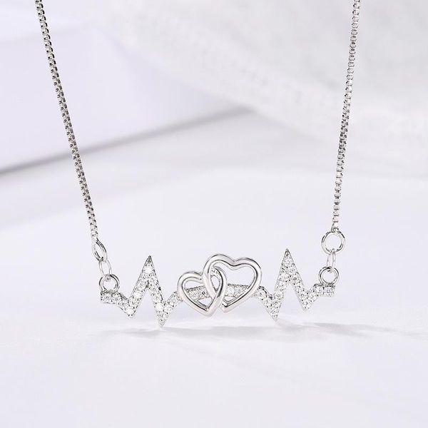 pendant necklaces romantic double heart-shaped necklace creative heartbeat graphic silver color clavicle chain fashion party jewelry gift
pendant necklaces romantic double heart-shaped necklace creative heartbeat graphic silver color clavicle chain fashion party jewelry gift