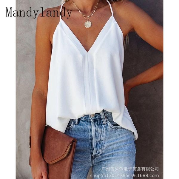 mandylandy t-shirt summer fashion v-neck spaghetti strap backless women's loose solid color sleeveless top, White
mandylandy t-shirt summer fashion v-neck spaghetti strap backless women's loose solid color sleeveless top, White