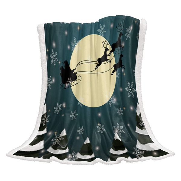 Flannel Fleece Sherpa Blanket Merry Christmas Santa Claus Reindeer Sleigh Snowflake Moon at Night Reversible Shaggy Fluffy Plush
Flannel Fleece Sherpa Blanket Merry Christmas Santa Claus Reindeer Sleigh Snowflake Moon at Night Reversible Shaggy Fluffy Plush