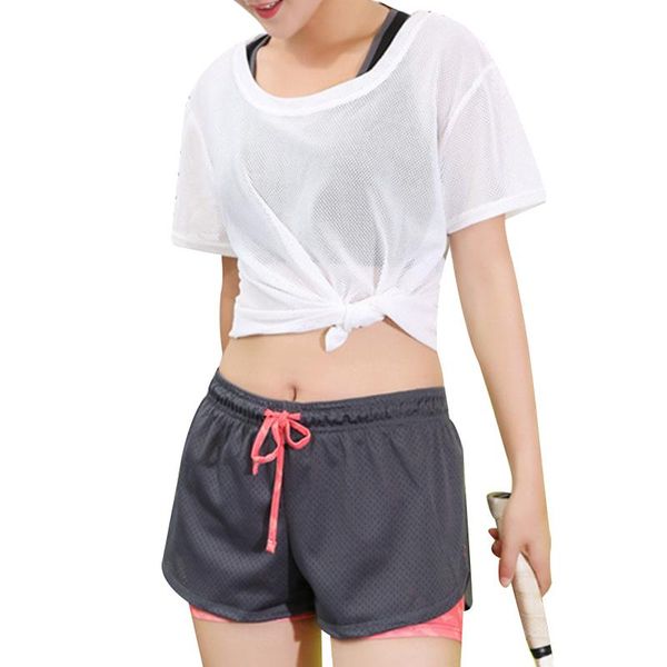 women summer sport shirt pure color short sleeve breathable hollow out net cover up t-shirt for running yoga fitness jerseys, Black;blue
women summer sport shirt pure color short sleeve breathable hollow out net cover up t-shirt for running yoga fitness jerseys, Black;blue