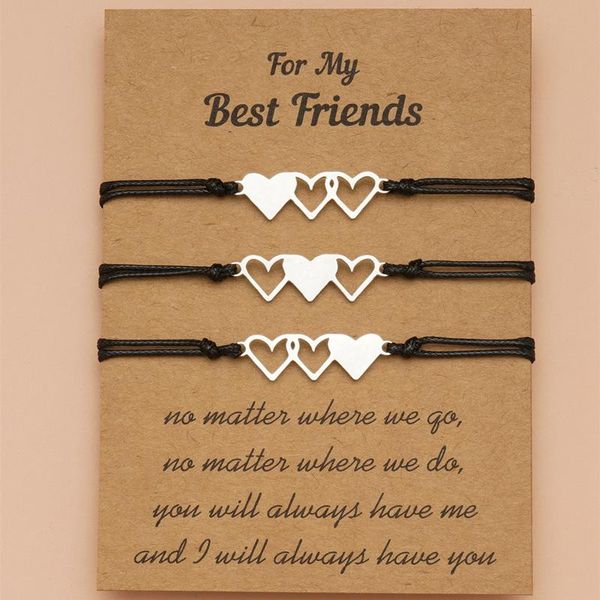 charm bracelets style friends card bracelet stainless steel heart-shaped wax wire braided gift, Golden;silver
charm bracelets style friends card bracelet stainless steel heart-shaped wax wire braided gift, Golden;silver