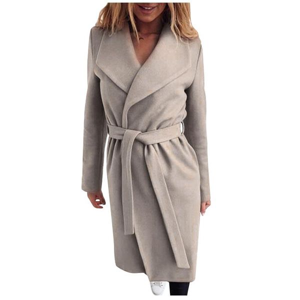 women's wool & blends women fashion long coat woolen pocket cardigan lace-up retro loose atmosphere simple temperament sleeve jacket, Black
women's wool & blends women fashion long coat woolen pocket cardigan lace-up retro loose atmosphere simple temperament sleeve jacket, Black