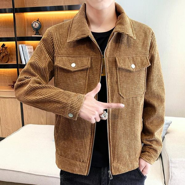 men's jackets men clothing 2021 casual spring handsome corduroy jacket youth lapels double pocket, Black;brown
men's jackets men clothing 2021 casual spring handsome corduroy jacket youth lapels double pocket, Black;brown