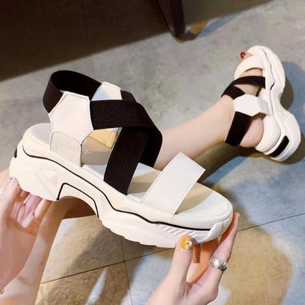 fashion open toe women's sports sandals elastic platform shoes women thick-soled casual summer female dress, Black
fashion open toe women's sports sandals elastic platform shoes women thick-soled casual summer female dress, Black