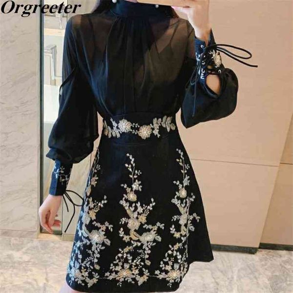 ladies luxury embroidery beaded chiffon shirt and skirt two piece sets vestidos women spring fall temperament suits 210602, White
ladies luxury embroidery beaded chiffon shirt and skirt two piece sets vestidos women spring fall temperament suits 210602, White