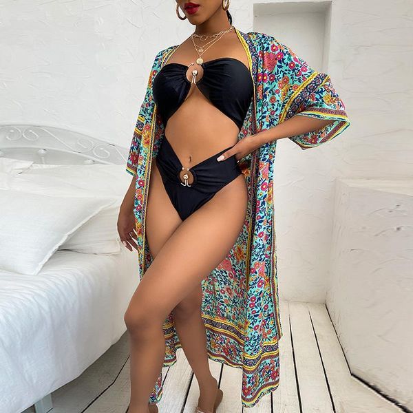 women's swimwear sale women retro short sleeve tie-up bikini swimsuit 2021 boho floral print long cover up summer beach brazilian, White;black
women's swimwear sale women retro short sleeve tie-up bikini swimsuit 2021 boho floral print long cover up summer beach brazilian, White;black