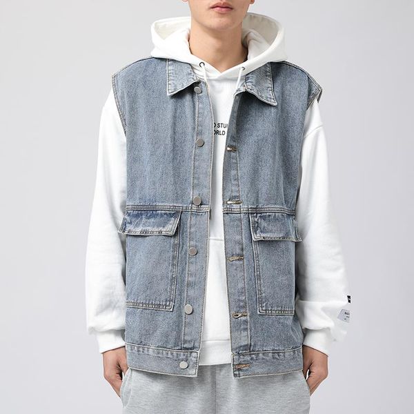 men's vests autumn men denim black blue vest sleeveless jackets coats with pockets fashion loose street waistcoat clothing 50-90kg, Black;white
men's vests autumn men denim black blue vest sleeveless jackets coats with pockets fashion loose street waistcoat clothing 50-90kg, Black;white