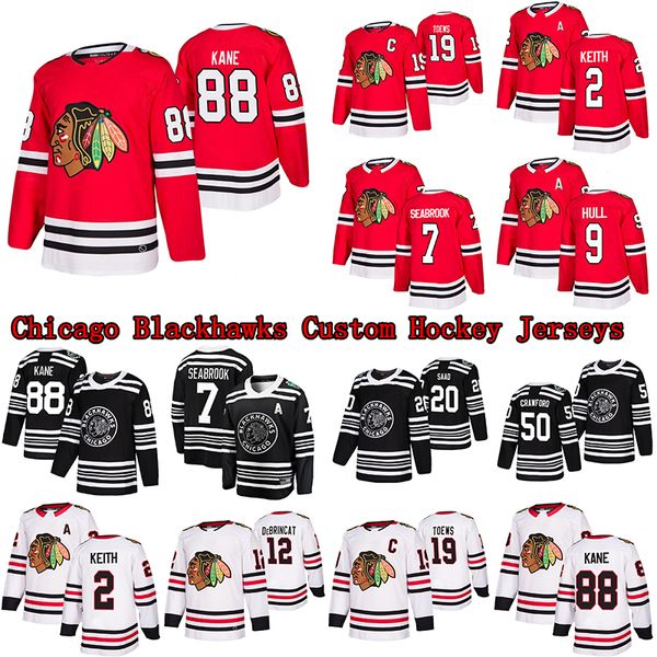88 patrick kane chicago blackhawks custom hockey jerseys 19 jonathan toews 12 alex debrincat 2 duncan keith 50 corey crawford, Black;red
88 patrick kane chicago blackhawks custom hockey jerseys 19 jonathan toews 12 alex debrincat 2 duncan keith 50 corey crawford, Black;red