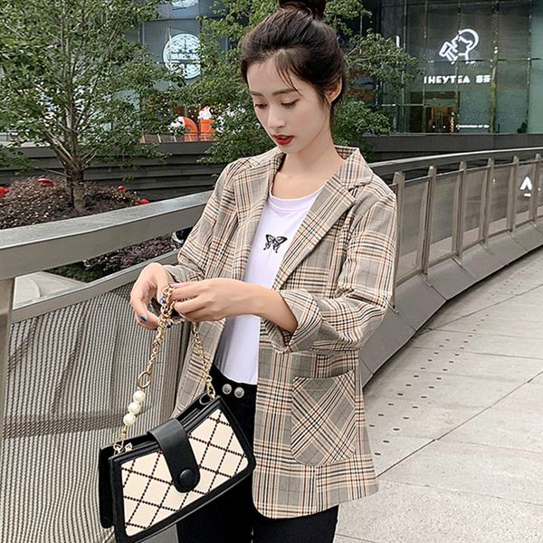 women's suits & blazers plaid high-quality new autumn casual loose small suit simple and versatile office british style jacket pfs, White;black
women's suits & blazers plaid high-quality new autumn casual loose small suit simple and versatile office british style jacket pfs, White;black