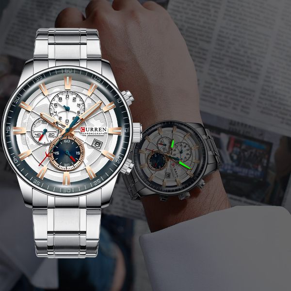 mens watches curren new fashion stainless steel brand luxury casual chronograph quartz wristwatch for maleg, Slivery;brown
mens watches curren new fashion stainless steel brand luxury casual chronograph quartz wristwatch for maleg, Slivery;brown