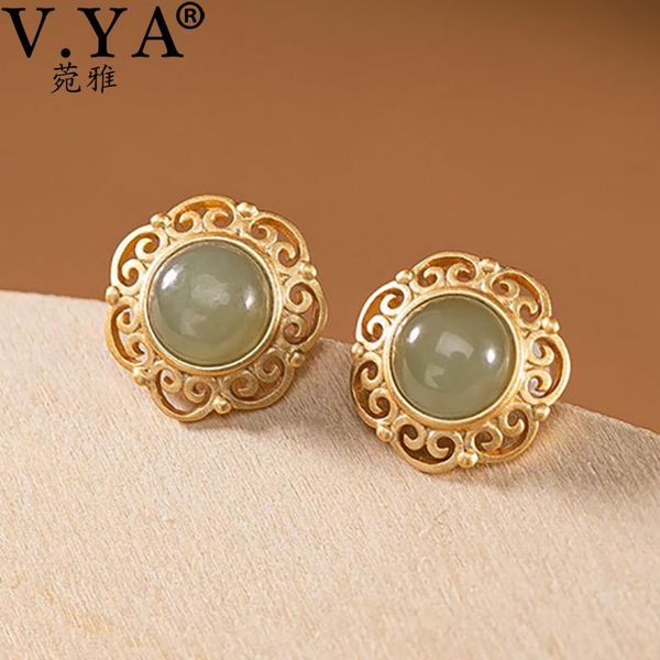 stud v.ya 925 sterling silver plated round green jade earrings fine jewelry for women natural stone 2021, Golden;silver
stud v.ya 925 sterling silver plated round green jade earrings fine jewelry for women natural stone 2021, Golden;silver