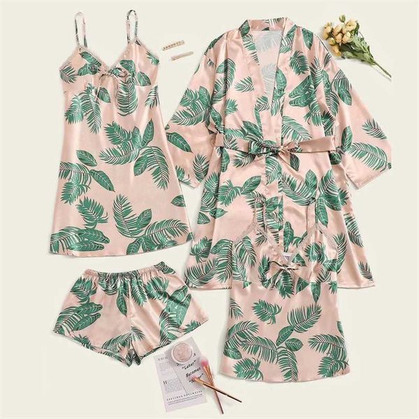 imitation silk leaf printing temptation home clothes four piece set 211202, Black;white
imitation silk leaf printing temptation home clothes four piece set 211202, Black;white
