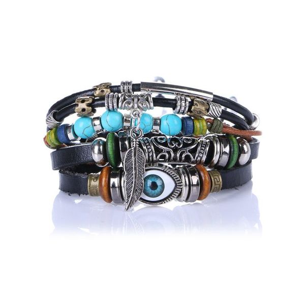 charm bracelets fashion tibet stone feather multilayer leather bracelet eye fish charms beads men vintage punk wrap wristband gifts, Golden;silver
charm bracelets fashion tibet stone feather multilayer leather bracelet eye fish charms beads men vintage punk wrap wristband gifts, Golden;silver