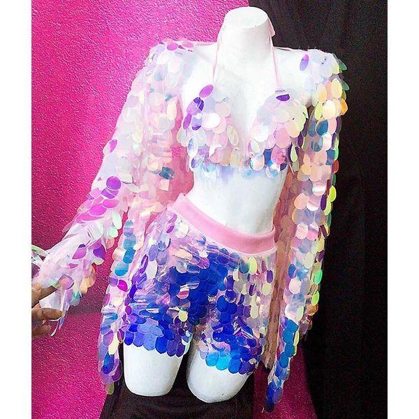 party decoration holographic clothes bikini 3 piece set shiny pole dance stage costume singer dj ds gogo jazz wear for rave outfit
party decoration holographic clothes bikini 3 piece set shiny pole dance stage costume singer dj ds gogo jazz wear for rave outfit