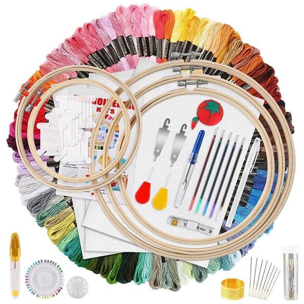 diamond painting 205pcs embroidery starter kit, 100 colors of thread, 40 sewing needles for beginners cross stitch tools with instruction
diamond painting 205pcs embroidery starter kit, 100 colors of thread, 40 sewing needles for beginners cross stitch tools with instruction