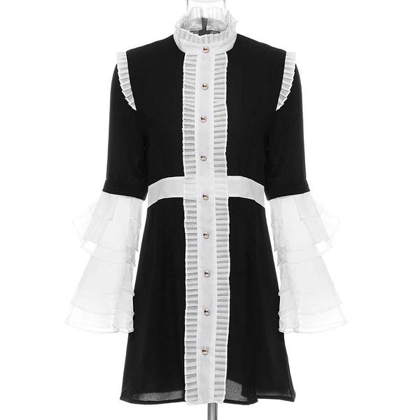 casual dresses women vintage summer dress colorblock stand collar flare sleeve button down ruffles chiffon, Black;gray
casual dresses women vintage summer dress colorblock stand collar flare sleeve button down ruffles chiffon, Black;gray