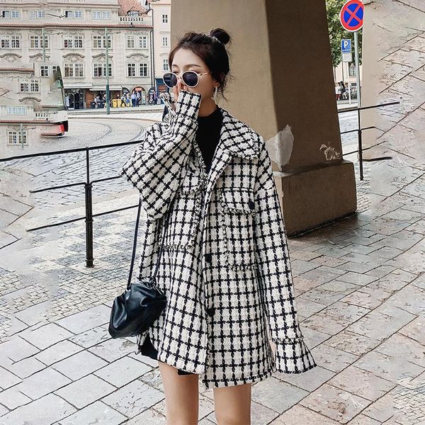 women's wool & blends 2021 women autumn winter style korean student loose houndstooth woolen fabric coat plus size y68, Black
women's wool & blends 2021 women autumn winter style korean student loose houndstooth woolen fabric coat plus size y68, Black
