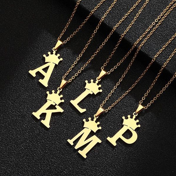 pcs/ lot a-z initial letter necklace stainless steel personality jewelry long chain cute crown for women girl pendant necklaces, Silver
pcs/ lot a-z initial letter necklace stainless steel personality jewelry long chain cute crown for women girl pendant necklaces, Silver