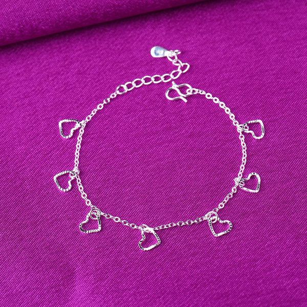 link, chain 925 sterling silver tassel heart charm bracelets link adjustable anklet for women party wedding jewelry a186, Black
link, chain 925 sterling silver tassel heart charm bracelets link adjustable anklet for women party wedding jewelry a186, Black
