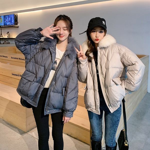 fashion parka bread fur collar white duck down jacket women oversizable short thick winter warm causal coat female 210520, Black
fashion parka bread fur collar white duck down jacket women oversizable short thick winter warm causal coat female 210520, Black