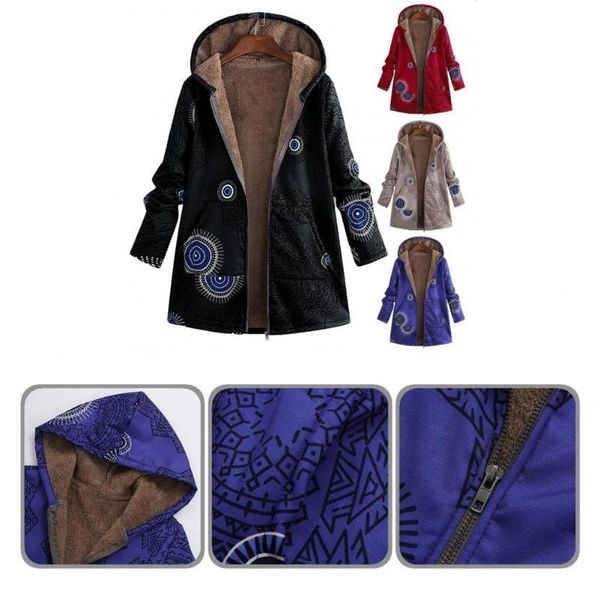women's jackets vintage stylish zipper thick print winter coat skin-friendly jacket hooded for daily wear, Black;brown
women's jackets vintage stylish zipper thick print winter coat skin-friendly jacket hooded for daily wear, Black;brown