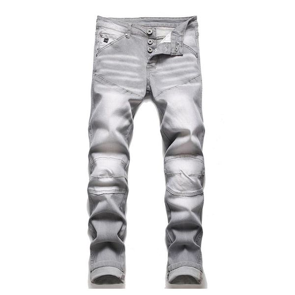 men's jeans 2021 fashion biker straight men gray slim stretch motorcycle denim trousers patchwork, Blue
men's jeans 2021 fashion biker straight men gray slim stretch motorcycle denim trousers patchwork, Blue