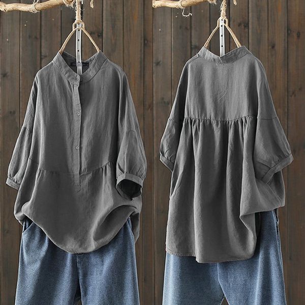 zanzea summer blouse women cotton shirts vintage casual half sleeve female button blusas solid tunic plus size chemise, White
zanzea summer blouse women cotton shirts vintage casual half sleeve female button blusas solid tunic plus size chemise, White