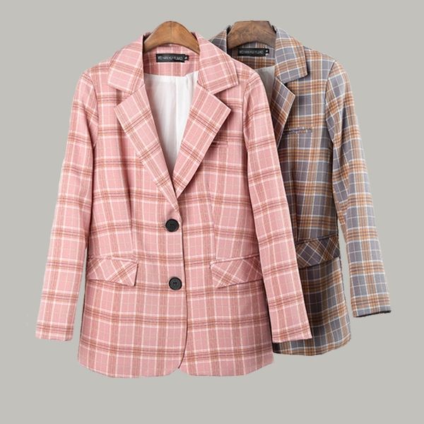 women's wool & blends women plaid blazers and jackets korean style office loose oversized blazer female suit ladies outerwear spri, Black
women's wool & blends women plaid blazers and jackets korean style office loose oversized blazer female suit ladies outerwear spri, Black